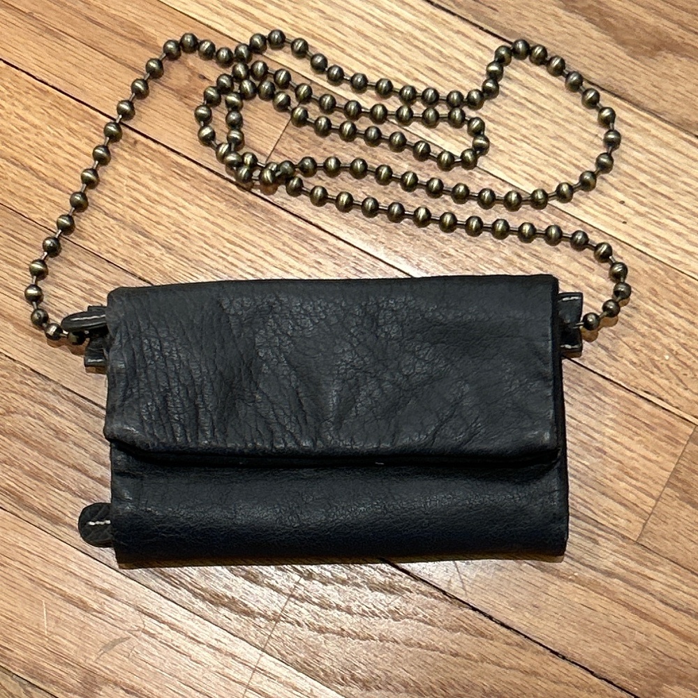 Black Leather Chain Crossbody Bag